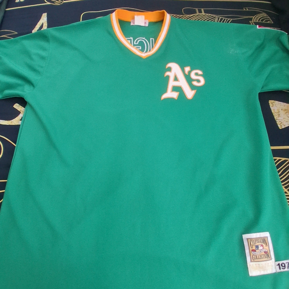 Mitchell & Ness Green and Gold Oakland A's Jersey